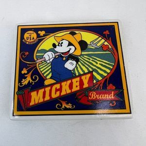 Vtg Disney Mickey Brand Square Ceramic Magnet